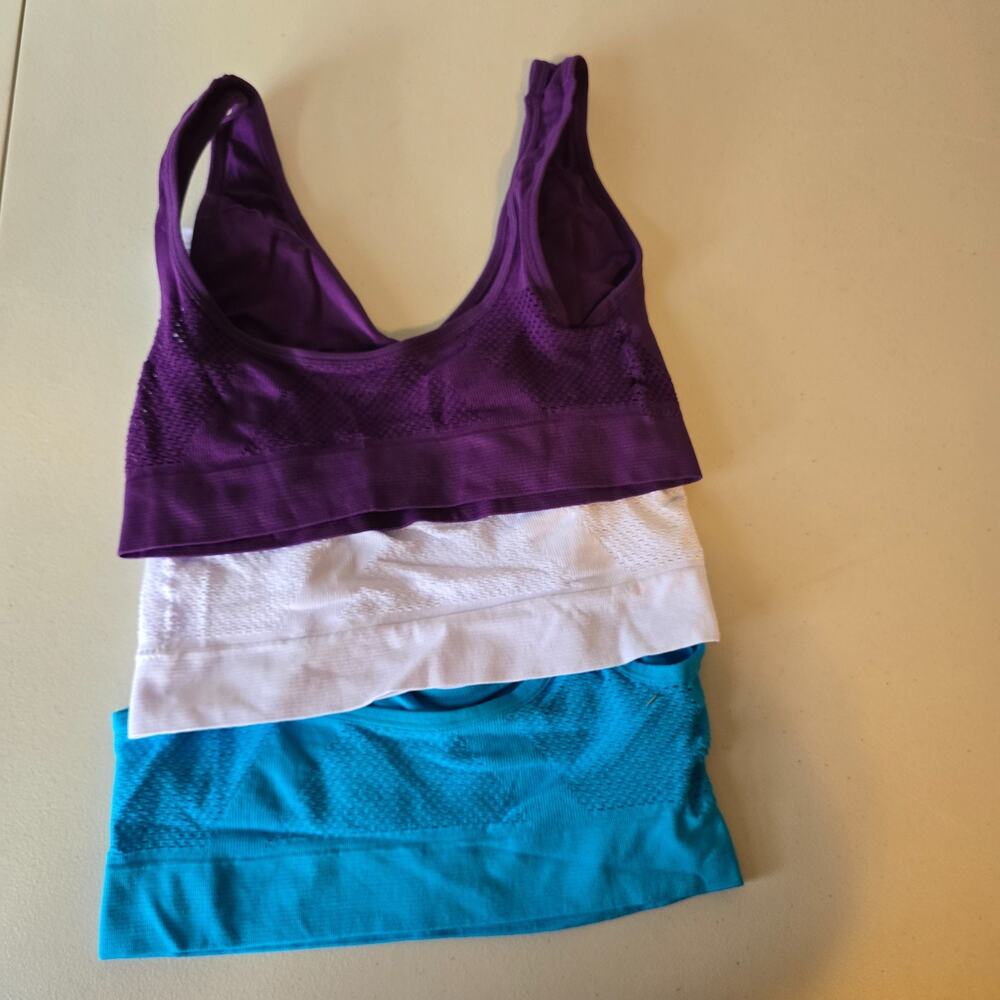 Sports Bras Women's XS Purple White Blue Set of 3 NEW